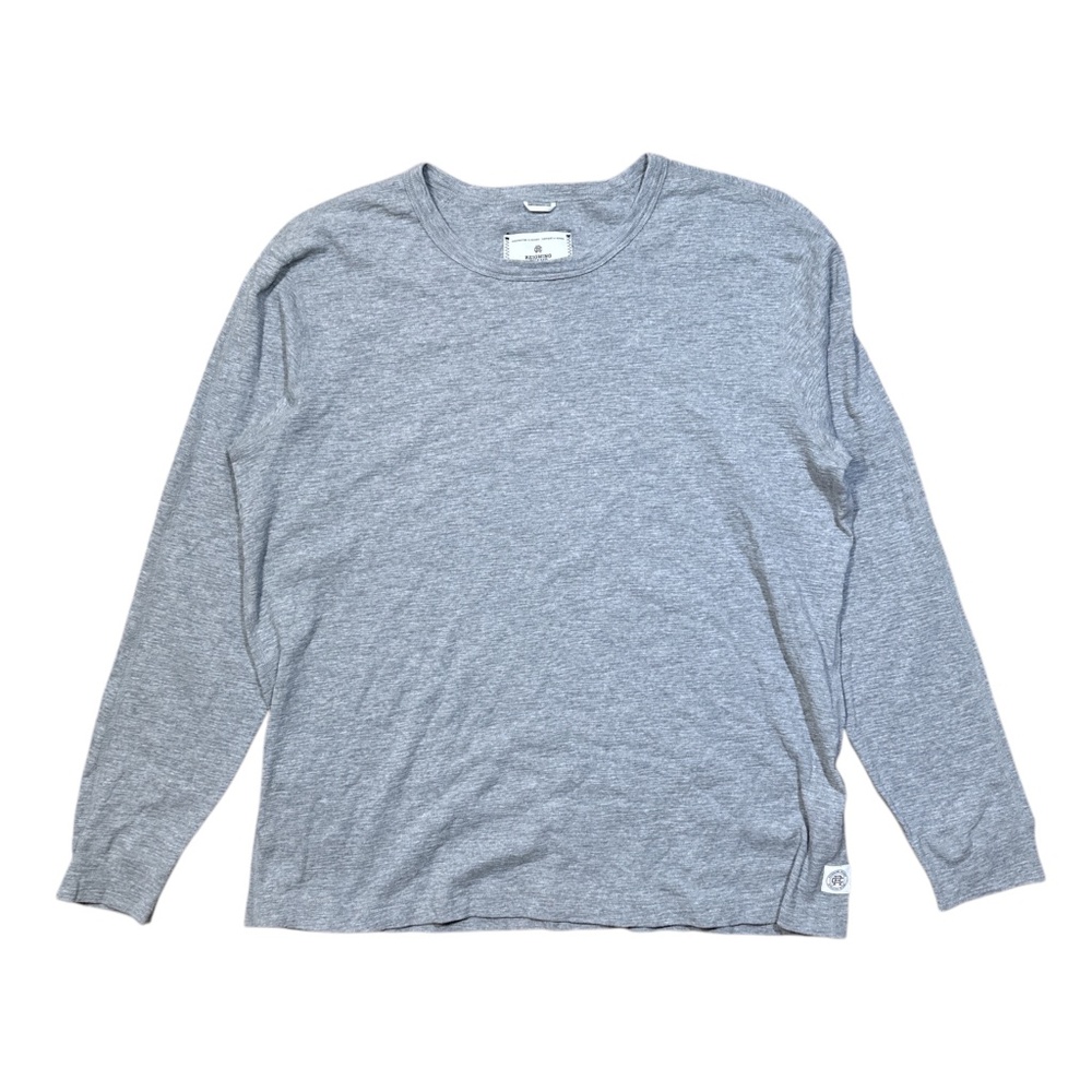 Reigning Champ 1x1 Slub Gray Heather Long Sleeve T Shirt Mens Large